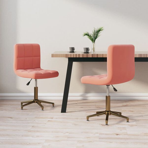 vidaXL Chaises pivotantes &agrave; manger lot de 2 rose velours