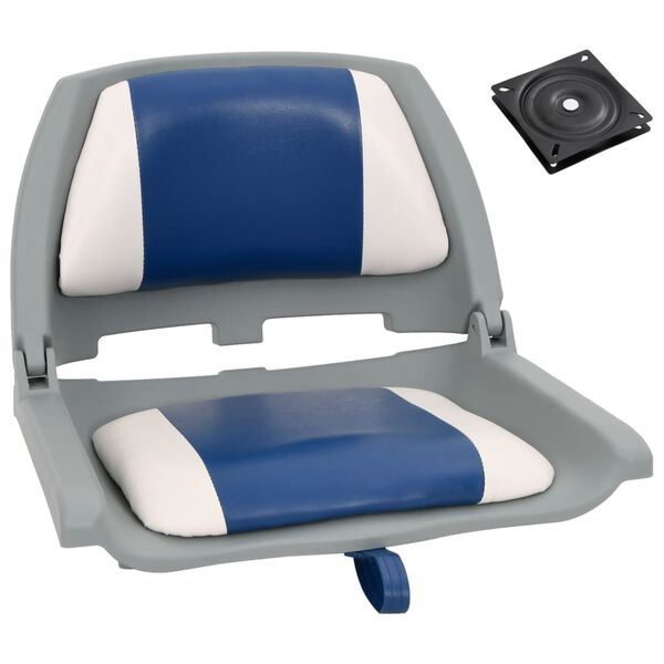 vidaXL Ensemble de si&egrave;ges de bateau pliables 2 pcs oreiller bleu blanc