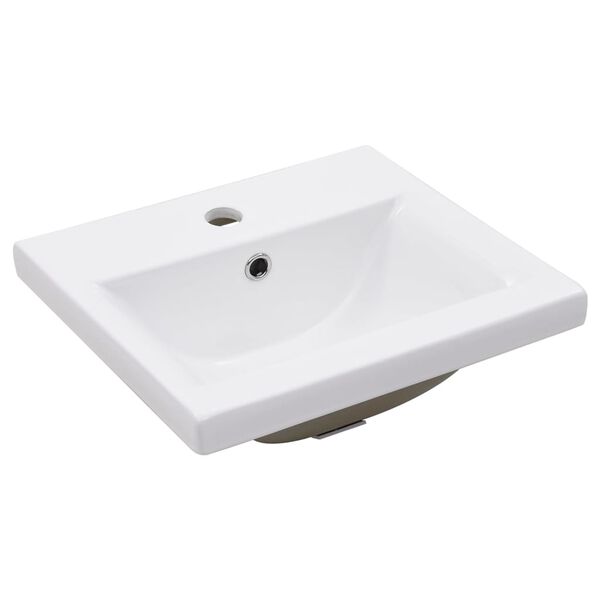 Meuble-lavabo De Salle De Bain Avec Vasque à Encastrer - Cadre Métal Noir Et Vasque Céramique Blanche (40x38x83 Cm)