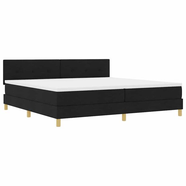 vidaXL Lit &agrave; ressorts avec matelas Noir 200 x 200 cm tissu