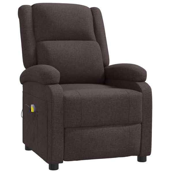 vidaXL Fauteuil de massage Marron fonc&eacute; Tissu