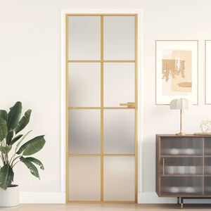 vidaXL Porte int&eacute;rieure mince dor&eacute; 76x201,5 cm verre tremp&eacute; aluminium