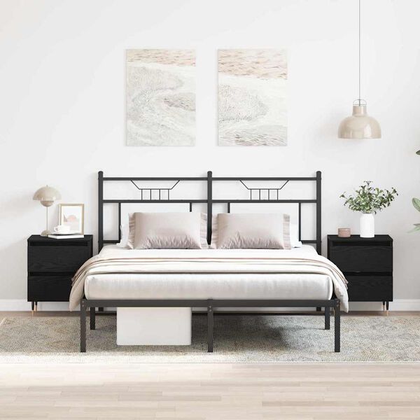 vidaXL Cabinet de chevet avec tiroir 2 pcs Ch&ecirc;ne noir 40 x 35 x 50 cm