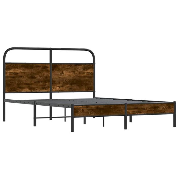 vidaXL Cadre de lit sans matelas 140x190 cm ch&ecirc;ne fum&eacute; bois ing&eacute;nierie