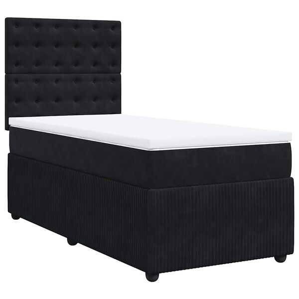 vidaXL Sommier &agrave; lattes de lit avec matelas Noir 100x200 cm Velours