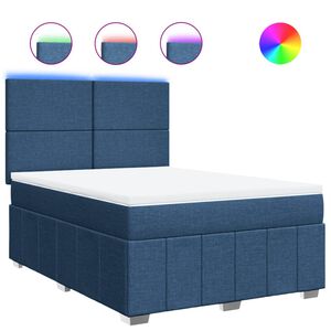 vidaXL Sommier &agrave; lattes de lit avec matelas Bleu 140x200 cm Tissu