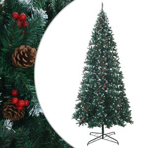 vidaXL Sapin de No&euml;l artificiel 500 cm PVC et Acier Vert et blanc