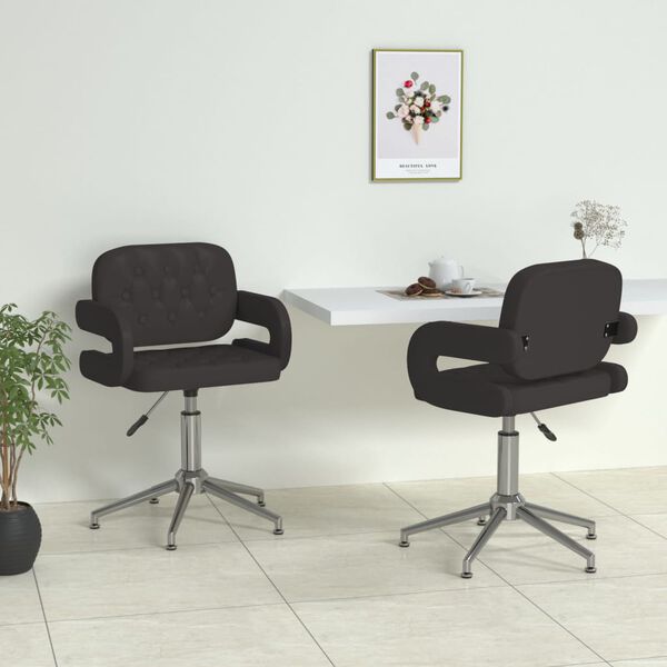 vidaXL Chaises pivotantes &agrave; manger lot de 2 noir similicuir