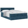 vidaXL Cadre de lit ottoman avec matelas bleu fonc&eacute; 140x200 cm velours
