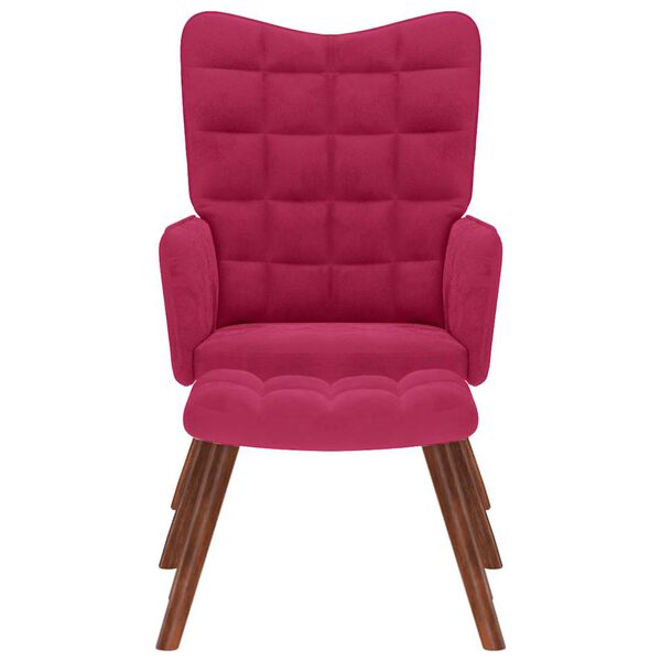 vidaXL Chaise de relaxation avec tabouret Bordeaux Velours