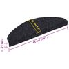 vidaXL Tapis d'escalier autocollants 15 pi&egrave;ces 65 x 21 x 4 cm Noir Demi-rond Grand