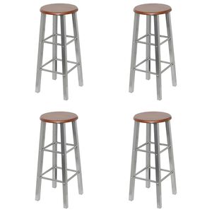 vidaXL Tabourets de bar lot de 4 argent&eacute; et marron MDF
