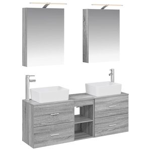 vidaXL Ensemble de mobilier de salle de bain 5 pcs Sonoma gris