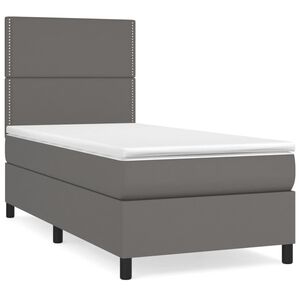 vidaXL Sommier &agrave; lattes de lit avec matelas Gris 100x200 cm Similicuir