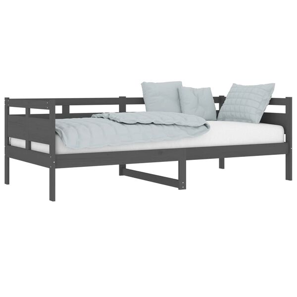 vidaXL Lit de jour sans matelas gris bois de pin massif 90x200 cm