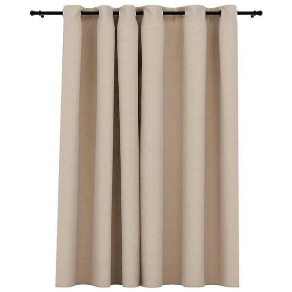 vidaXL Rideau occultant aspect de lin avec &oelig;illets beige 290x245 cm
