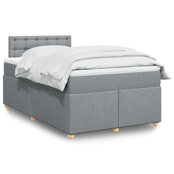 vidaXL Sommier &agrave; lattes de lit avec matelas Gris clair 120x200cm Tissu