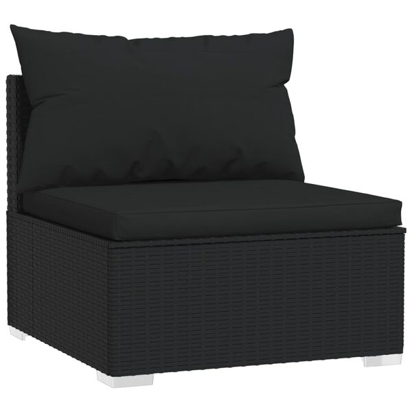 vidaXL Salon de jardin 8 pcs avec coussins Noir Résine tressée