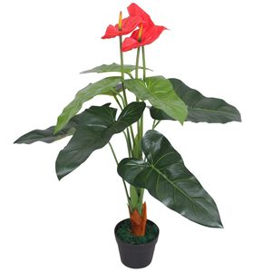vidaXL Plante artificielle avec pot Anthurium 90 cm Rouge et Jaune