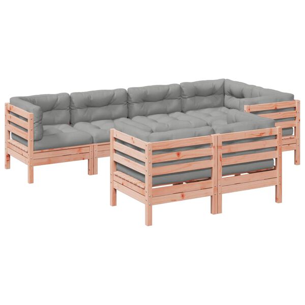 vidaXL Salon de jardin 7 pcs et coussins bois massif sapin de douglas