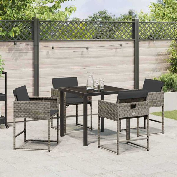 vidaXL Ensemble de salle &agrave; manger pour jardin 5 pcs Gris polyrotin