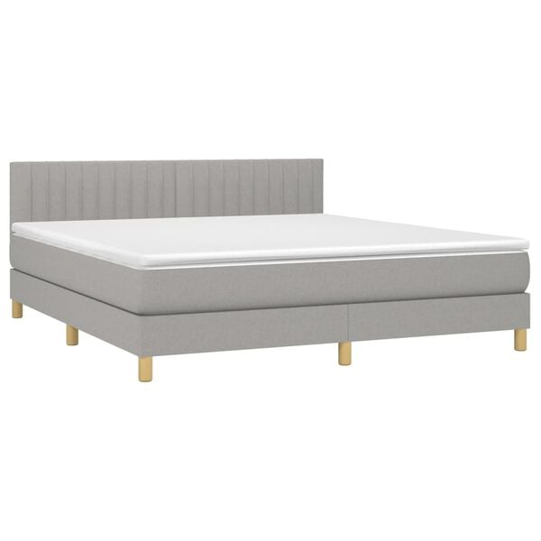 vidaXL Sommier &agrave; lattes de lit avec matelas Gris clair 160x200cm Tissu