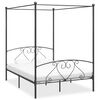 vidaXL Cadre de lit &agrave; baldaquin sans matelas gris m&eacute;tal 140x200 cm