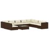vidaXL Salon de jardin 11 pcs avec coussins marron r&eacute;sine tress&eacute;e