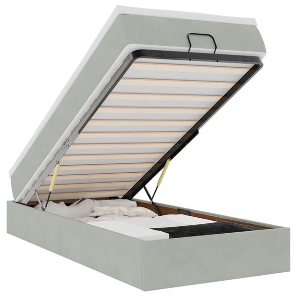 vidaXL Cadre de lit ottoman et matelas gris clair 100x200 cm velours