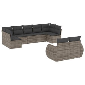 vidaXL Salon de jardin 9 pcs avec coussins gris r&eacute;sine tress&eacute;e