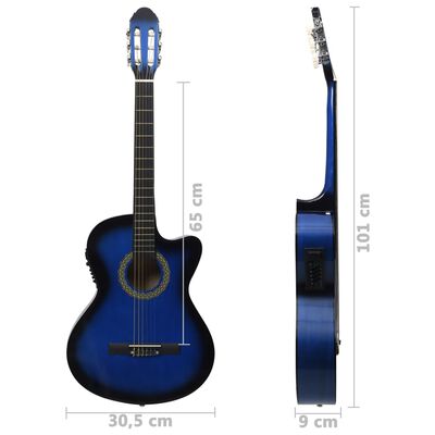 vidaXL Jeu de guitare 12pcs occidental avec égaliseur et 6 cordes Bleu
