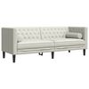 vidaXL Canap&eacute; Chesterfield avec traversins 3 places cr&egrave;me velours