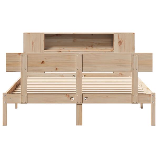 vidaXL Lit biblioth&egrave;que sans matelas 140x190 cm bois de pin massif