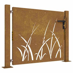 vidaXL Portail de jardin 100x100 cm en acier Corten avec motif gazon