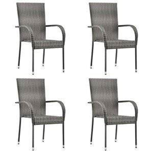 vidaXL Chaises empilables d'ext&eacute;rieur lot de 4 Gris R&eacute;sine tress&eacute;e