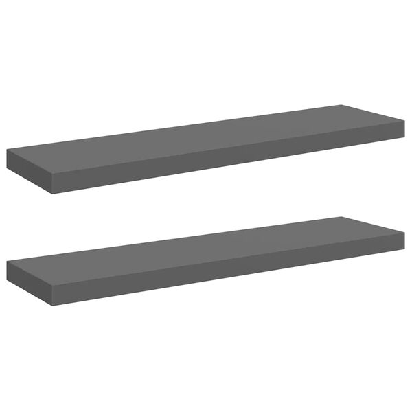 vidaXL &Eacute;tag&egrave;re murale flottante 2 pcs Gris brillant 90x23,5x3,8 cm MDF