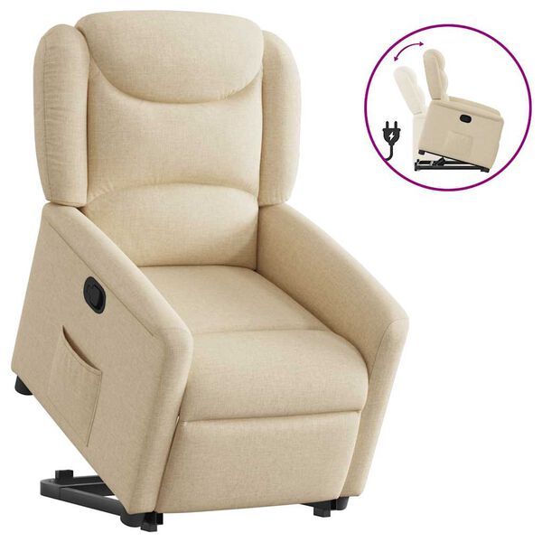 vidaXL Fauteuil inclinable Cr&egrave;me Tissu