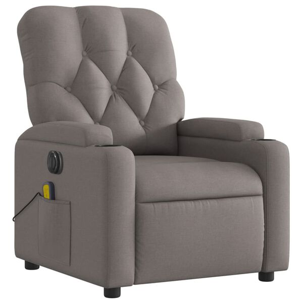 vidaXL Fauteuil de massage inclinable &eacute;lectrique Taupe Tissu