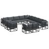 vidaXL Ensemble de canap&eacute; de jardin 13 pc Noir Aluminium