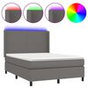 vidaXL Sommier &agrave; lattes de lit matelas LED Gris 140x190cm Similicuir