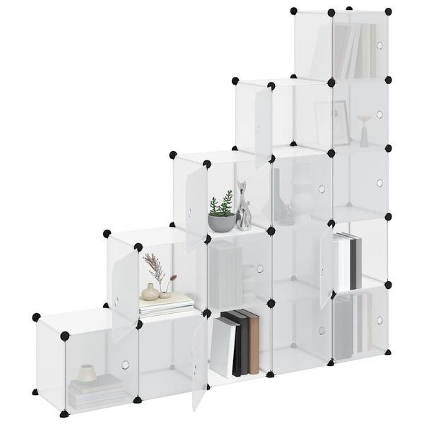 vidaXL Organiseur de rangement en cube avec 15 cubes et portes en PP transparent