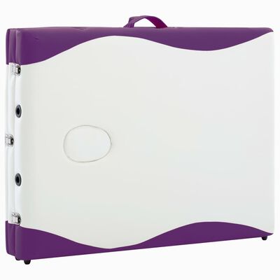 vidaXL Table de massage pliable 3 zones Aluminium Blanc et violet
