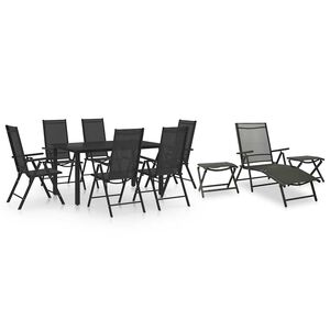 vidaXL Ensemble &agrave; manger de jardin 10 pcs noir et anthracite