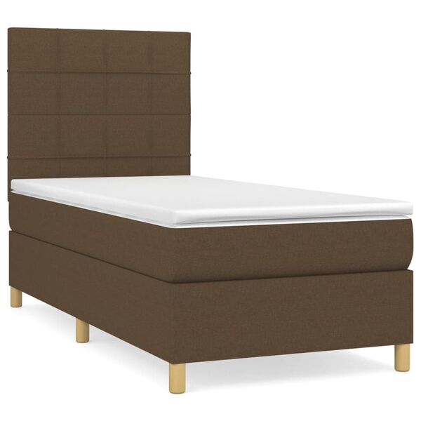 vidaXL Sommier &agrave; lattes de lit avec matelas Marron fonc&eacute; 80x200 cm