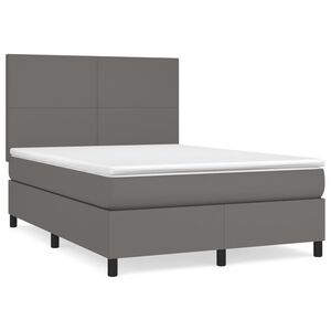 vidaXL Sommier &agrave; lattes de lit avec matelas Gris 140x190 cm Similicuir