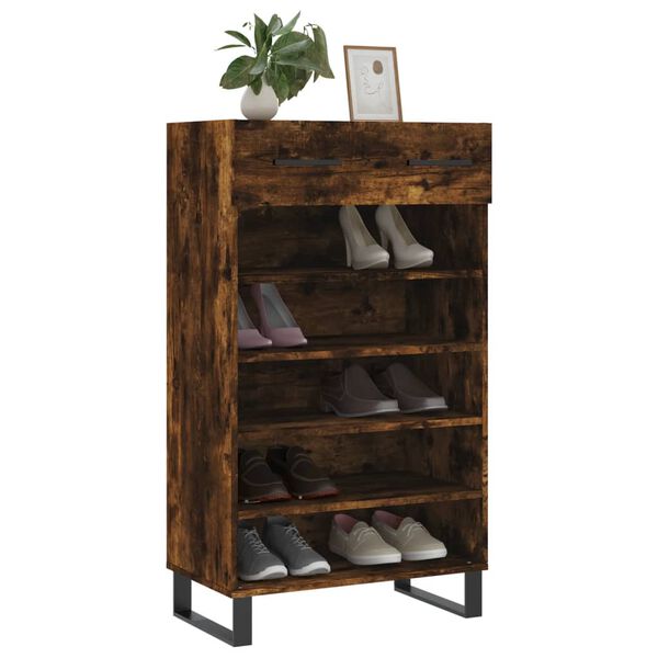 vidaXL Armoire &agrave; chaussures ch&ecirc;ne fum&eacute; 60x35x105 cm bois d'ing&eacute;nierie