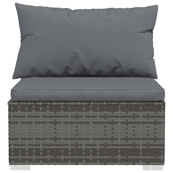 vidaXL Salon de jardin 8 pcs avec coussins R&eacute;sine tress&eacute;e Gris