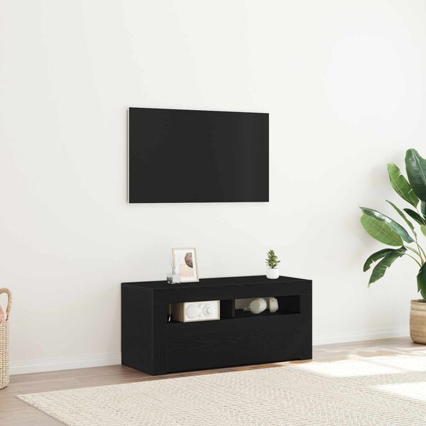 vidaXL Meuble TV Ch&ecirc;ne noir 90 x 35 x 40 cm Bois d'ing&eacute;nierie