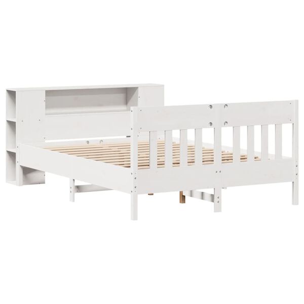 vidaXL Lit biblioth&egrave;que sans matelas blanc 120x190 cm bois pin massif