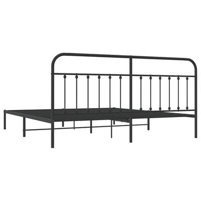 vidaXL Cadre de lit métal sans matelas avec tête de lit noir 193x203cm